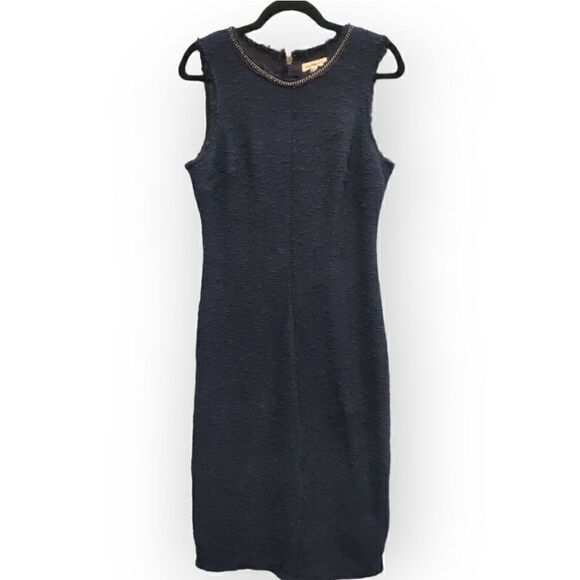REBECCA TAYLOR Chambray Sleeveless Dress Chain Neckline Women’s Size 10 Blue - Picture 4 of 12